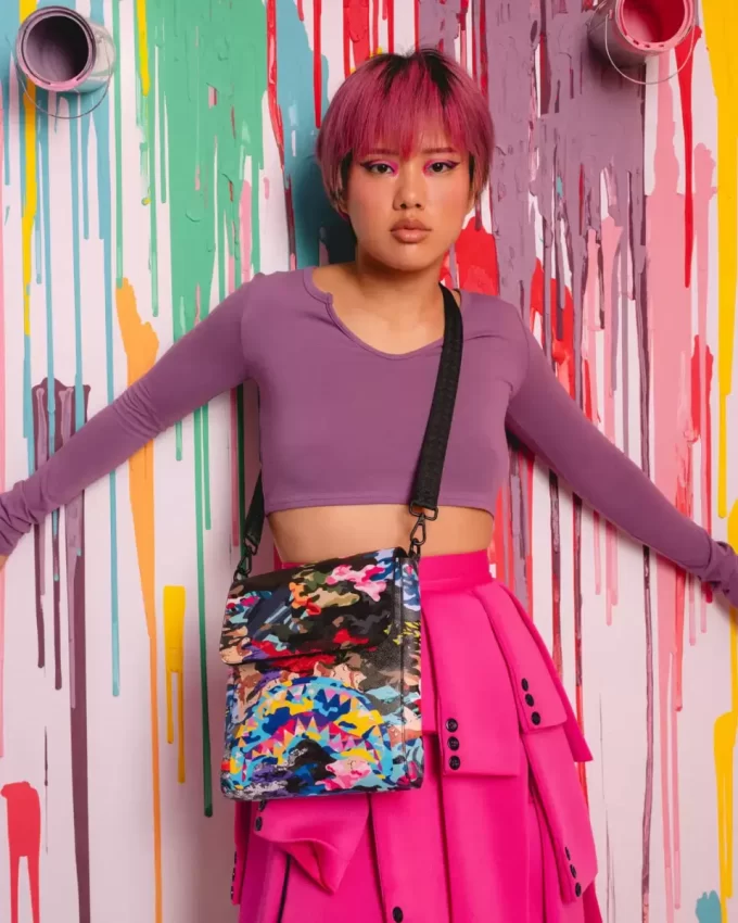 BORSA A TRACOLLA MESSENGER MIMETICA A FETTE E DADINI