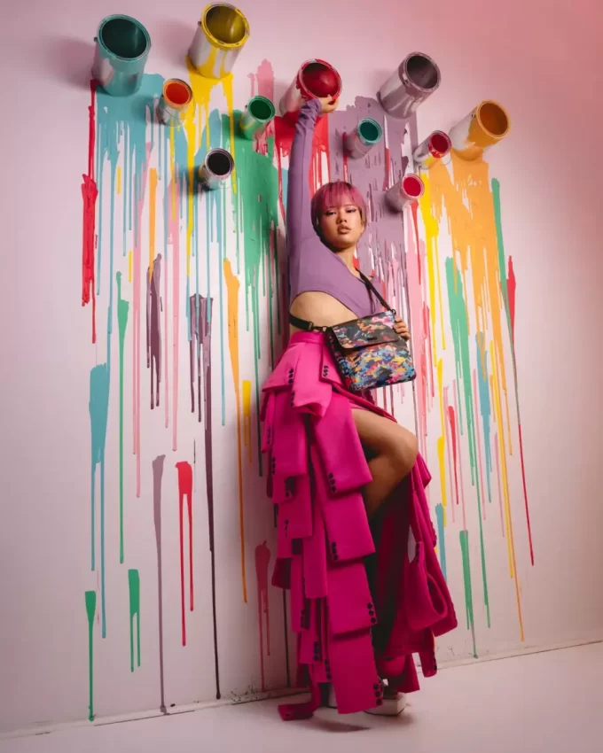 BORSA A TRACOLLA MESSENGER MIMETICA A FETTE E DADINI