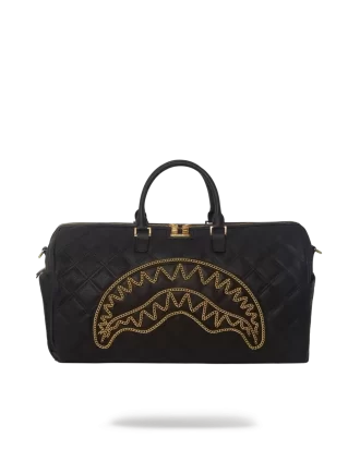 BORSA DA VIAGGIO CON SQUALO E CATENA DORATA NOIR QUILT