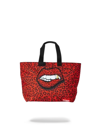 BORSA ROSSA CON LABBRA DI LEOPARDO