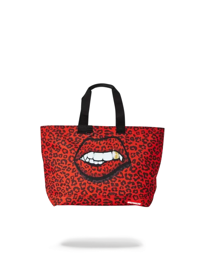 BORSA ROSSA CON LABBRA DI LEOPARDO