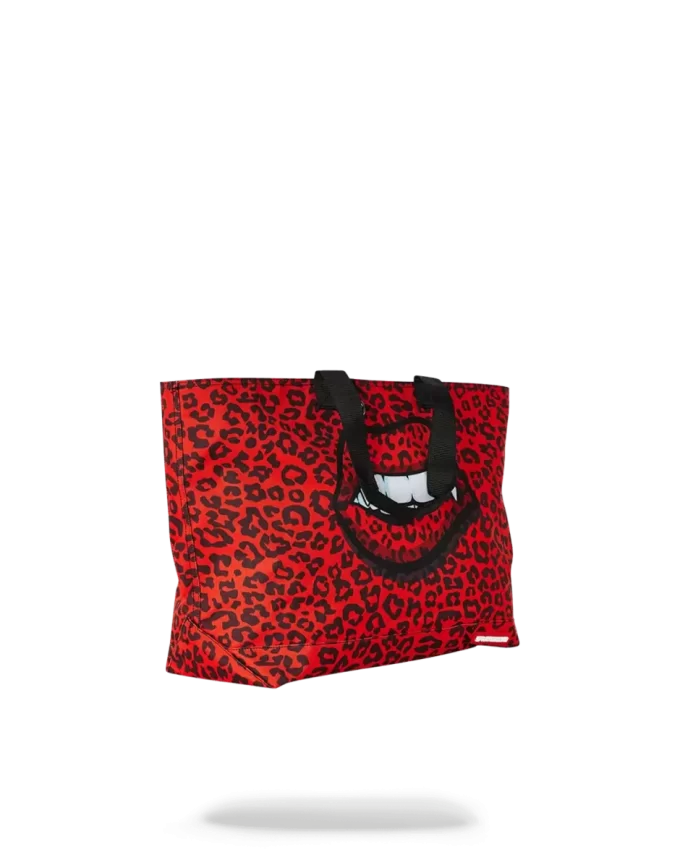 BORSA ROSSA CON LABBRA DI LEOPARDO
