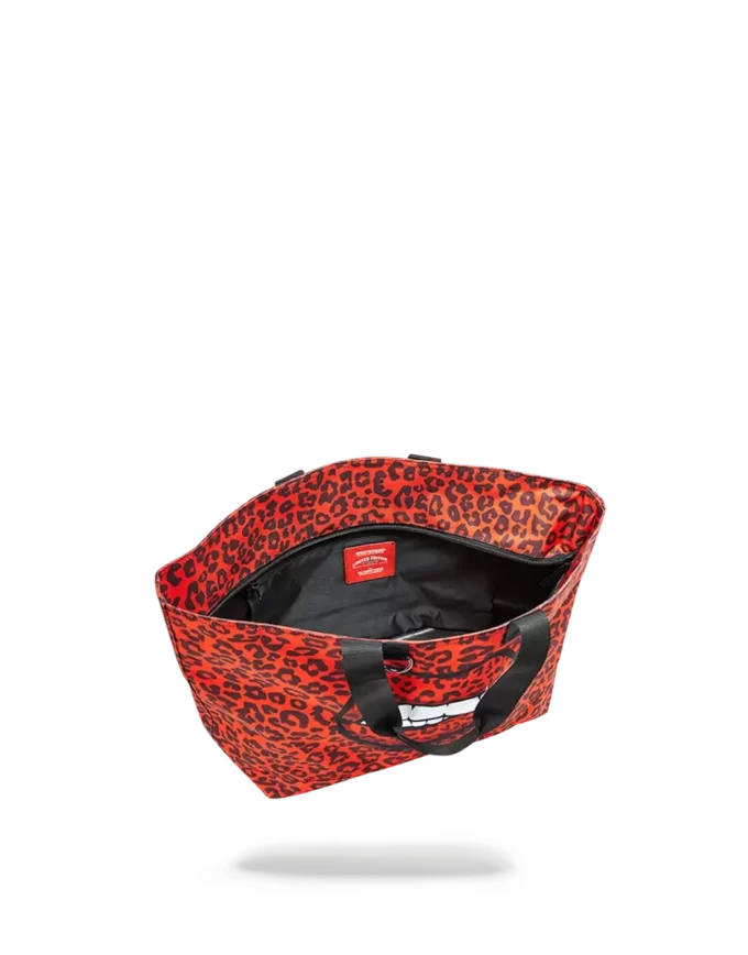 BORSA ROSSA CON LABBRA DI LEOPARDO