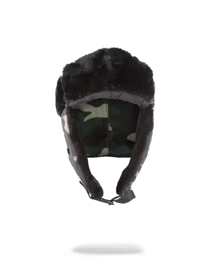 CAPPELLO DA AVIATORE CON STENCIL ORO MIMETICO