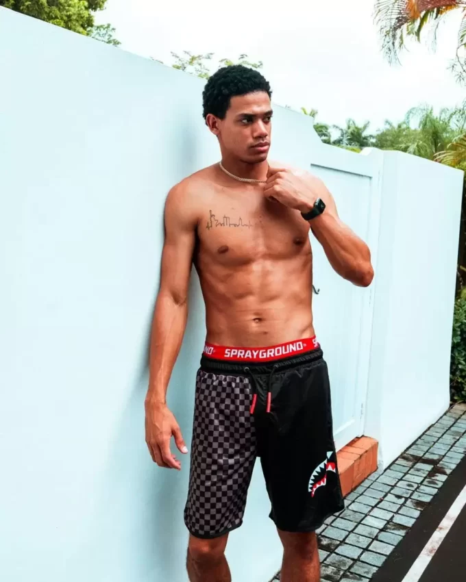 COSTUME DA BAGNO CORTO A QUADRI GRIGI