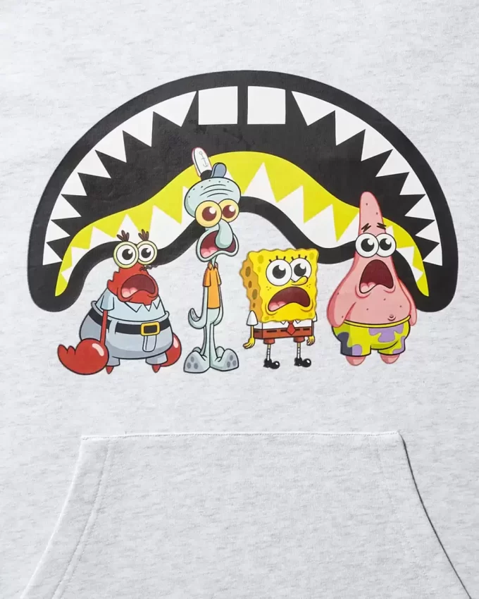 FELPA CON CAPPUCCIO SPONGEBOB CREW SHARK (GRIGIO CHIARO)