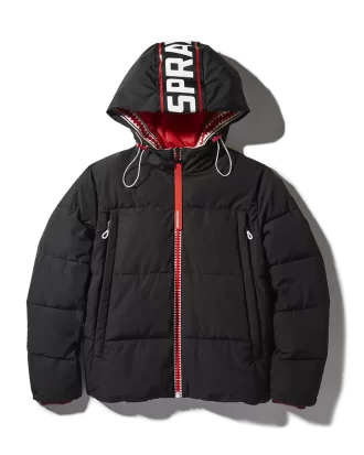 GIACCA IMBOTTITA CON GRAFFITI E TOPPE