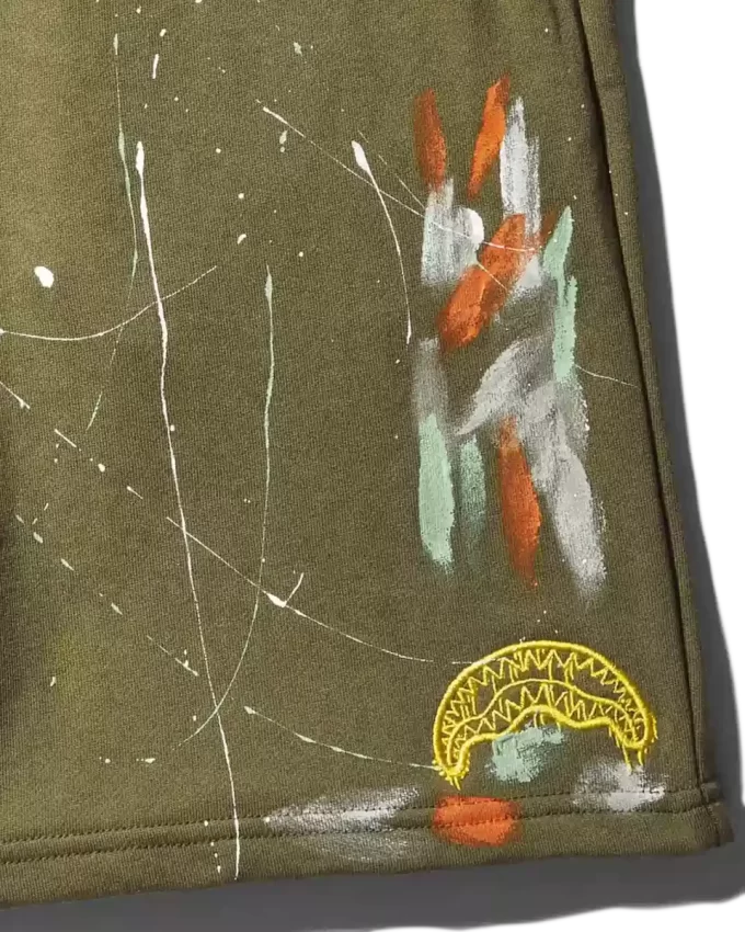 PANTALONCINI IN MAGLIA CON SCHIZZI DI VERNICE (VERDE) PANTALONCINI IN MAGLIA CON SCHIZZI DI VERNICE (VERDE)