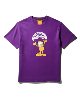 T-SHIRT CON STAMPA GARFIELD SHARKMOUTH (VIOLA)