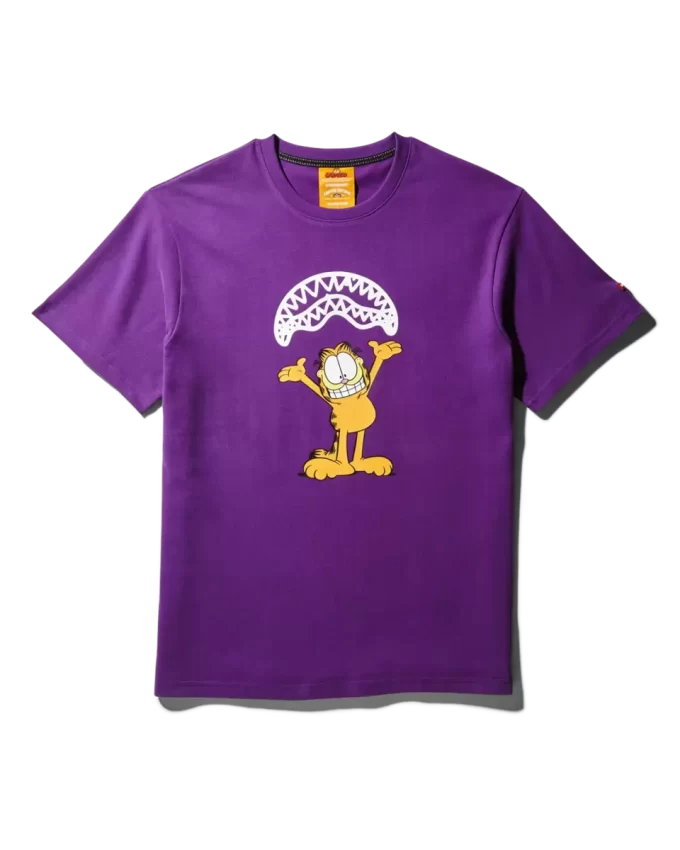 T-SHIRT CON STAMPA GARFIELD SHARKMOUTH (VIOLA)