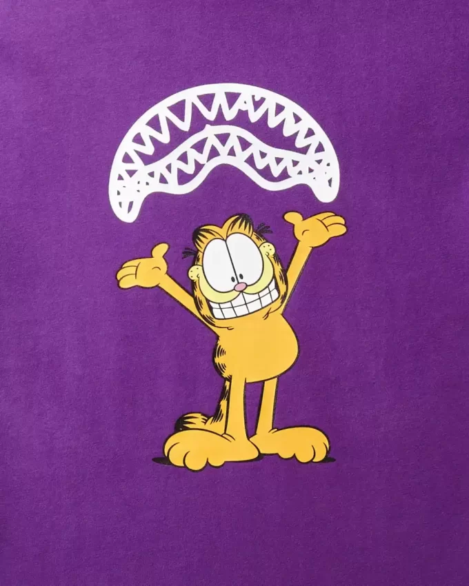 T-SHIRT CON STAMPA GARFIELD SHARKMOUTH (VIOLA)