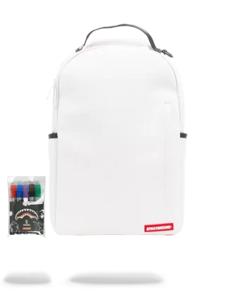 ZAINO BIANCO FAI DA TE SPRAYGROUND (PELLE VEGANA E FODERA INTERNA PER SOLDI) E PENNARELLI INCLUSI