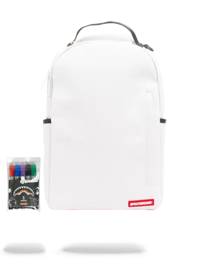 ZAINO BIANCO FAI DA TE SPRAYGROUND (PELLE VEGANA E FODERA INTERNA PER SOLDI) E PENNARELLI INCLUSI