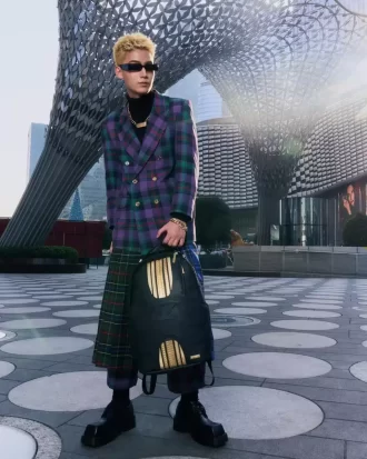 ZAINO CON STRISCE DA CORSA ORO E NERE