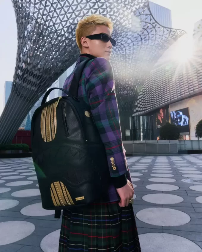 ZAINO CON STRISCE DA CORSA ORO E NERE