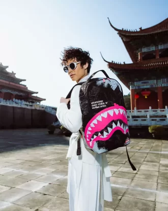 ZAINO IN COTONE DLX CON ARTE ACRILICA SHARK CENTRAL