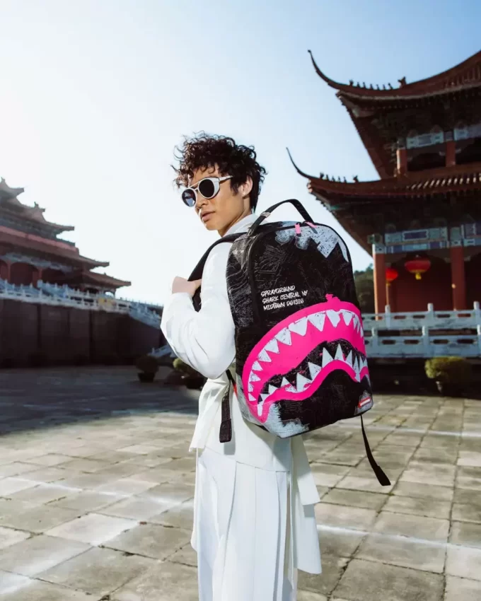 ZAINO IN COTONE DLX CON ARTE ACRILICA SHARK CENTRAL