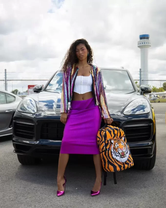 ZAINO IN PELLICCIA DI VELOUR TIGRE