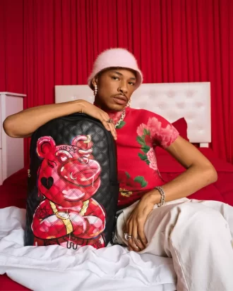 ZAINO QUILT DIPINTO A MANO CON ORSO DIABLO (DLXV)