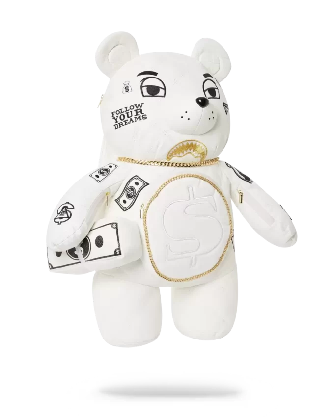 ZAINO RIVIERA LE BLANC CON CATENA D’ORO MONEYBEAR E ORSACCHIOTTO ZAINO RIVIERA LE BLANC CON CATENA D’ORO MONEYBEAR E ORSACCHIOTTO