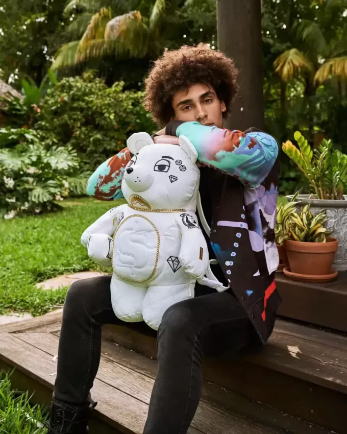 ZAINO RIVIERA LE BLANC CON CATENA D’ORO MONEYBEAR E ORSACCHIOTTO ZAINO RIVIERA LE BLANC CON CATENA D’ORO MONEYBEAR E ORSACCHIOTTO