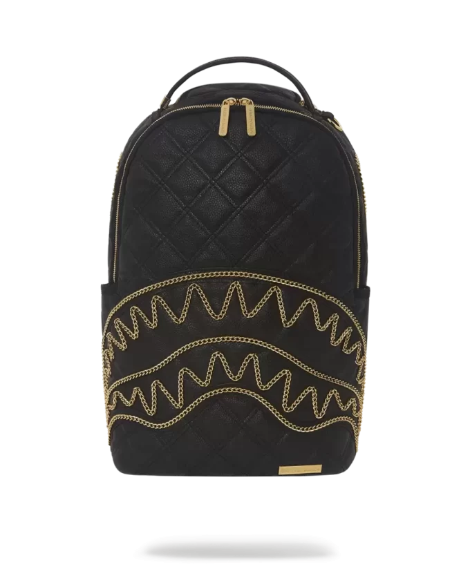 ZAINO SQUALO CON CATENA ORO QUILT NOIR (DLXV)